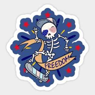 The Funny Skeleton Skateboard for Skateboarder Freedom Vibe Sticker